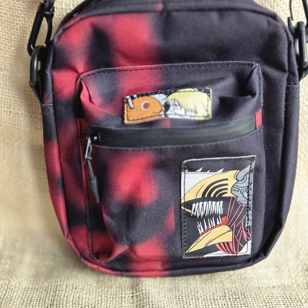 Denji Chainsaw Man Stylish Black and Red Crossbody Bag